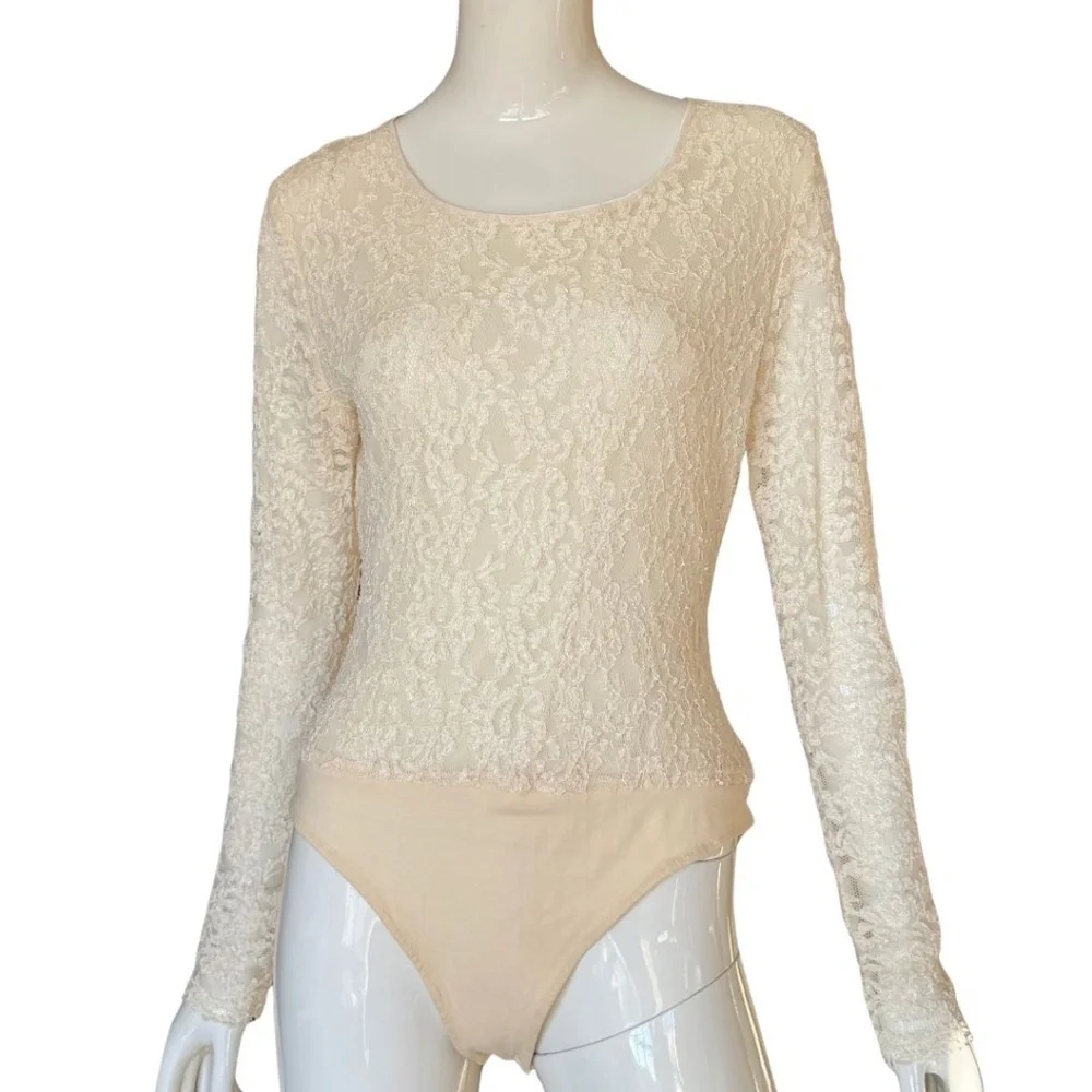Ann Taylor (Original Ann Taylor) Ivory Lace Bodysuit Size Large